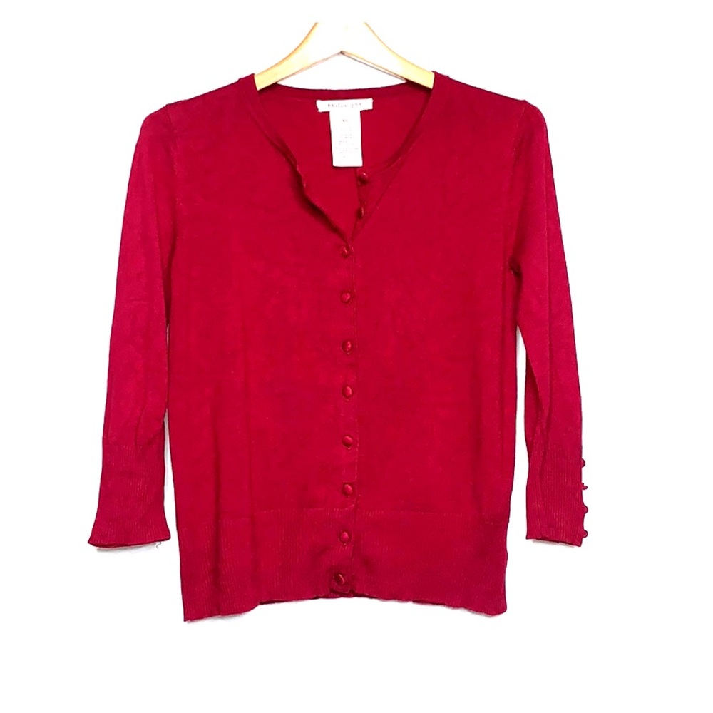 PHILOSOPHY Burgundy Wine 3/4 Sleeves Button Cardi